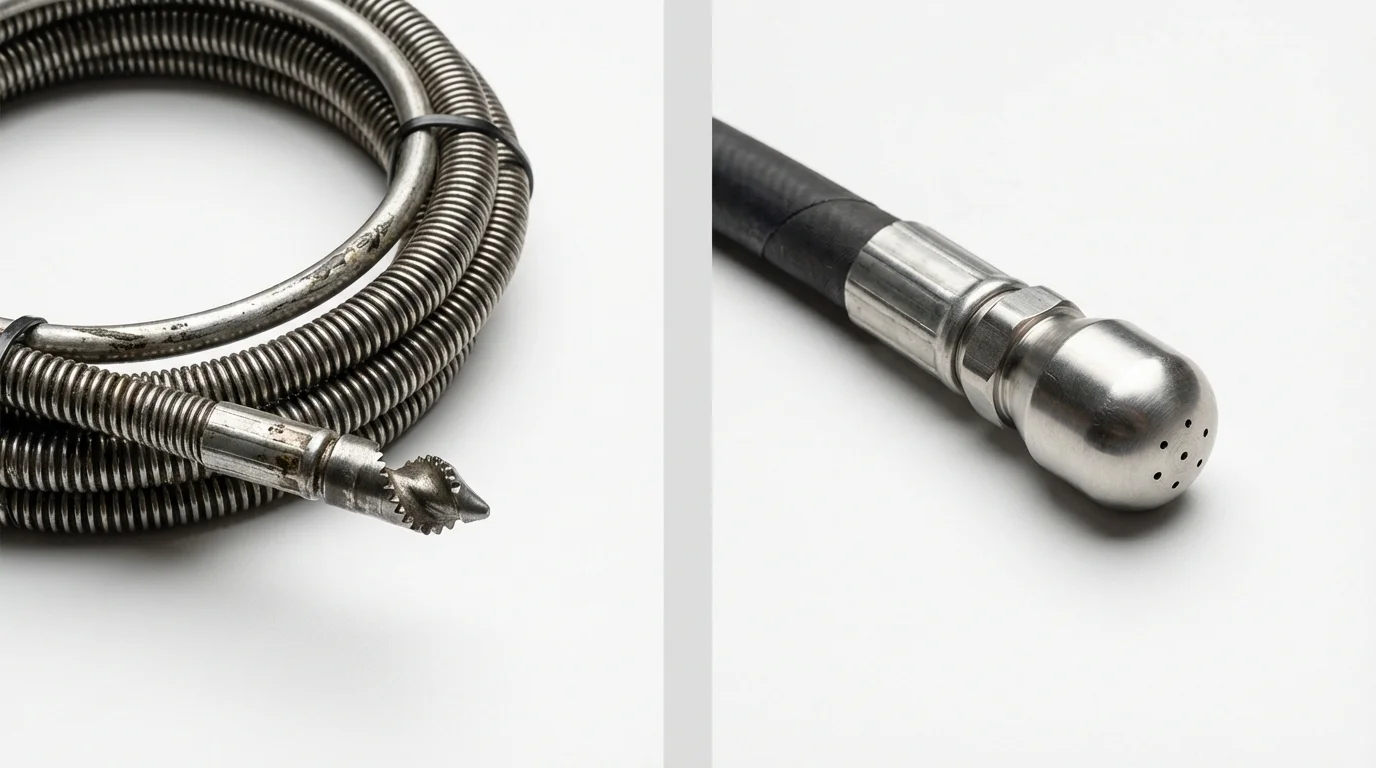 Drain snake cable and hydro jetting nozzle used for drain cleaning in Tahoka, TX