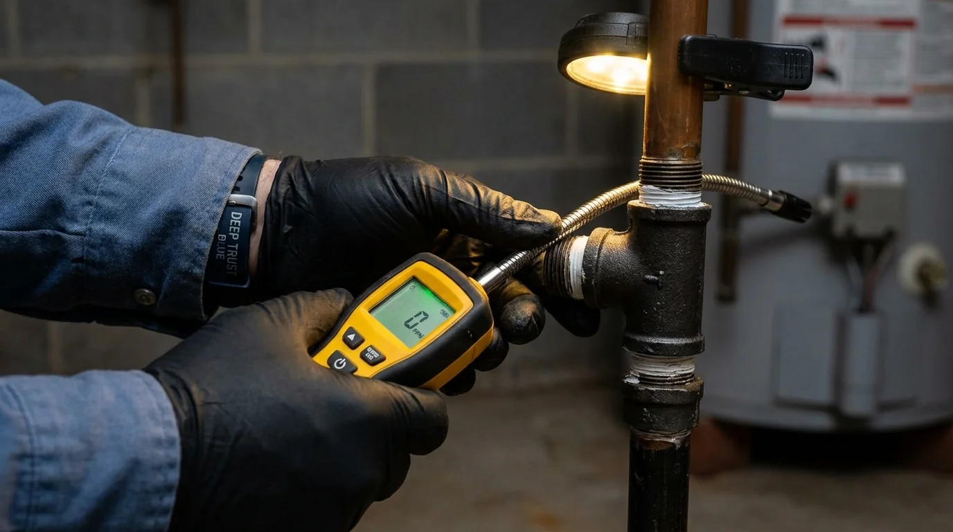 Gas leak detection with electronic sniffer by Johns Plumbing LLC in Tahoka