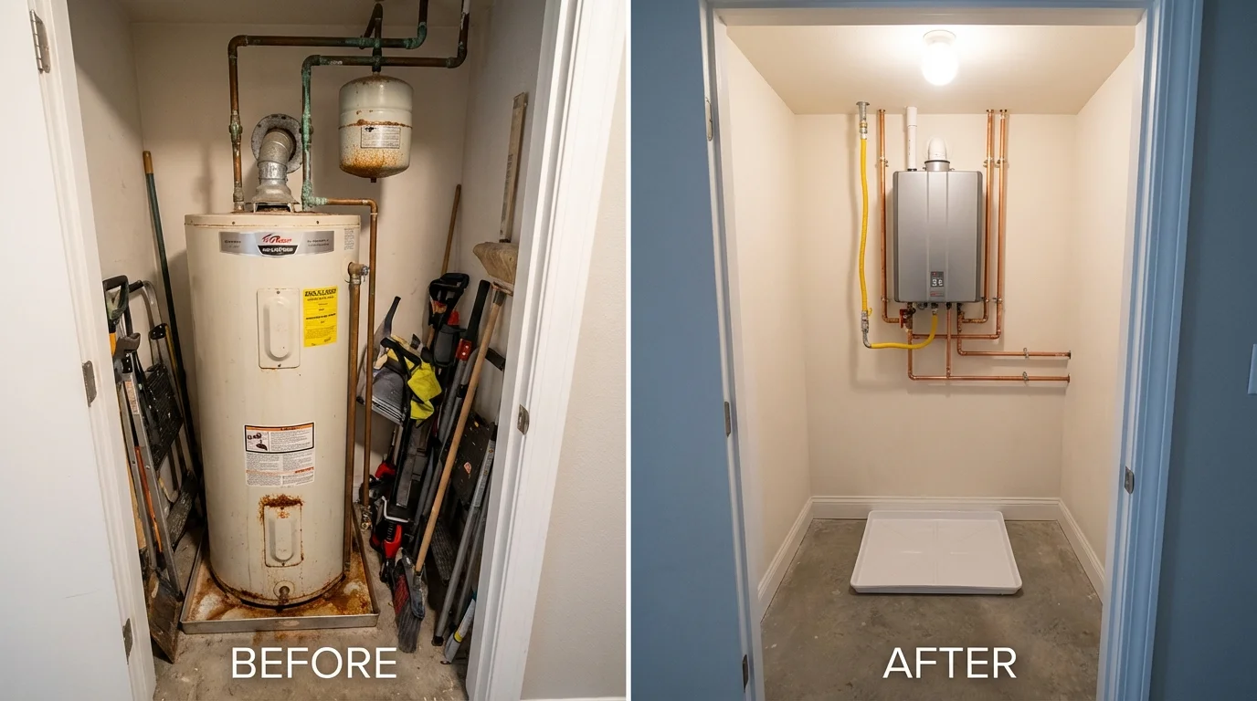 Tank water heater versus wall-mounted tankless unit comparison for Tahoka, TX homeowners